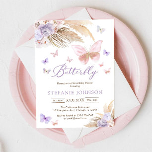 Butterfly Floral Baby Shower Invitation