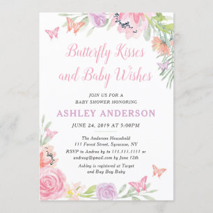 Butterfly Floral Baby Shower Invitation