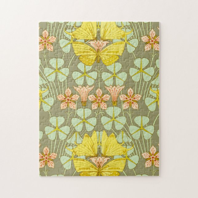 Butterfly Floral Botanical Art Nouveau Jigsaw Puzzle (Vertical)