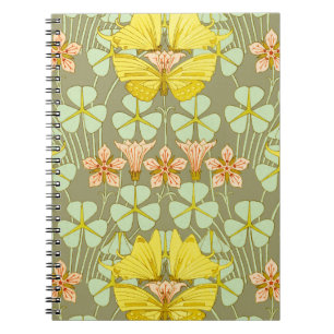Butterfly Floral Botanical Art Nouveau Notebook