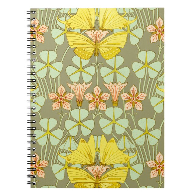 Butterfly Floral Botanical Art Nouveau Notebook (Front)