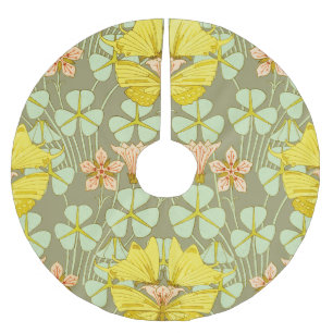Butterfly Floral Botanical Colourful Brushed Polyester Tree Skirt