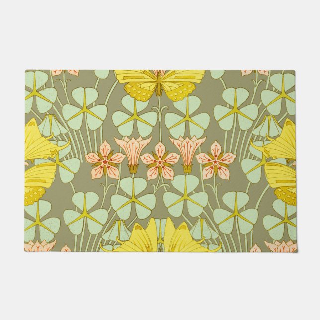 Butterfly Floral Botanical Colourful Doormat (Front)