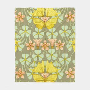 Butterfly Floral Botanical Colourful Fleece Blanket