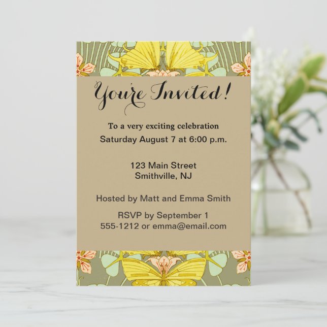 Butterfly Floral Botanical Colourful Invitation (Standing Front)