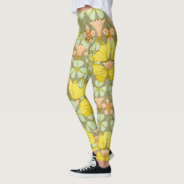Butterfly Floral Botanical Colourful Leggings (Left)