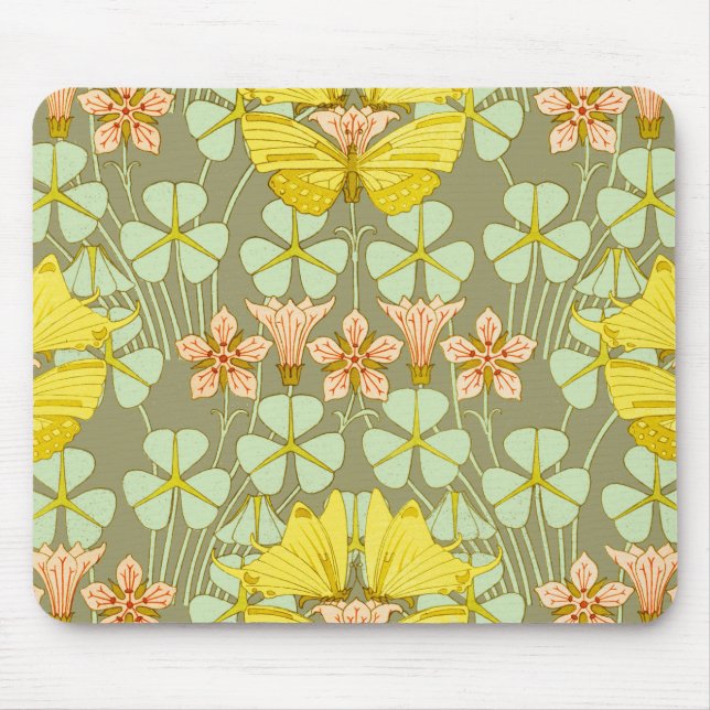 Butterfly Floral Botanical Colourful Mouse Mat (Front)