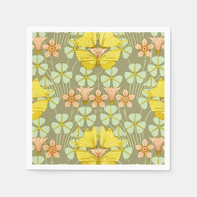 Butterfly Floral Botanical Colourful Napkin (Front)