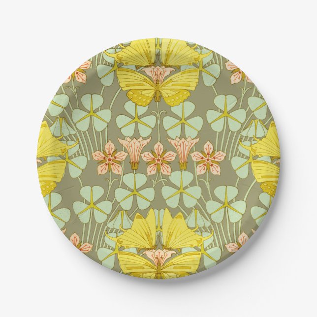 Butterfly Floral Botanical Colourful Paper Plate (Front)