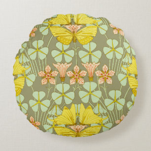 Butterfly Floral Botanical Colourful Round Cushion