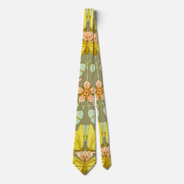 Butterfly Floral Botanical Colourful Tie (Front)