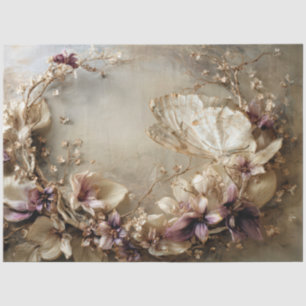 Butterfly & Floral, Botanical Oval Arrangement Tissue Paper