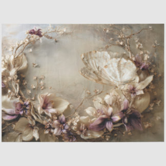 Butterfly & Floral, Botanical Oval Arrangement Tissue Paper