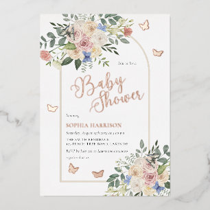 Butterfly Floral Bouquet Arch Foil Invitation