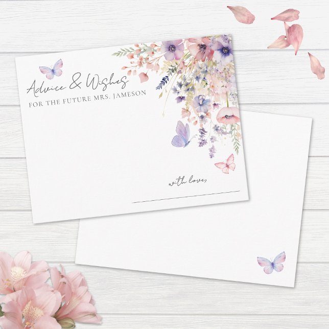 Butterfly Floral Bridal Shower Advice Enclosure Card (Butterfly Floral Bridal Shower Advice Enclosure Card)