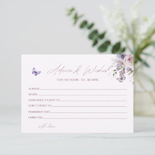 Butterfly Floral Bridal Shower Advice Wishes Card