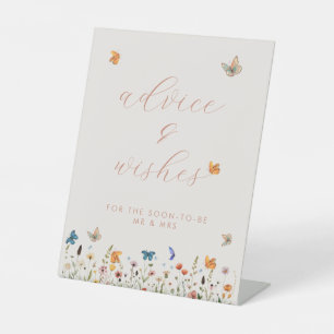 Butterfly Floral Bridal Shower Advice & Wishes Pedestal Sign
