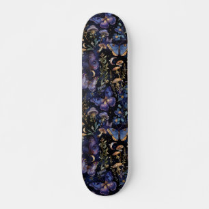 Butterfly Floral Celestial Mystical Dark Pattern Skateboard