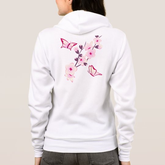 Butterfly Floral Cherry Blossoms Womens Hoodie