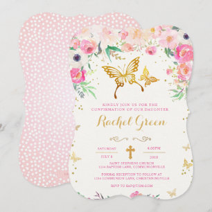 Butterfly Floral Confirmation Invitation