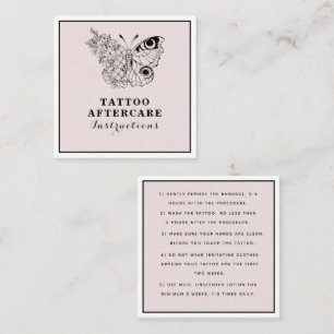 Butterfly Floral Eye Tattoo Aftercare Instructions Square Business Card