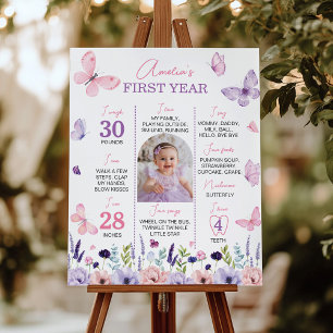 Butterfly Floral First Year Photo Milestone Poster