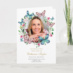 Butterfly Floral Funeral Order Of Service Programme
