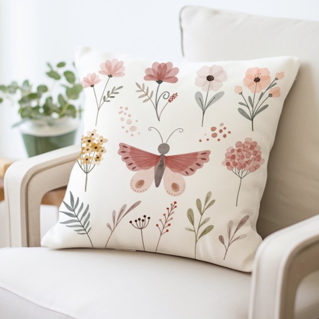 Butterfly Floral Garden Boho Chic Nature Inspired Cushion (Creator Uploaded)