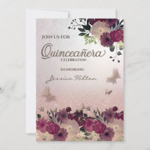 Butterfly floral garden Quinceañera  Invitation