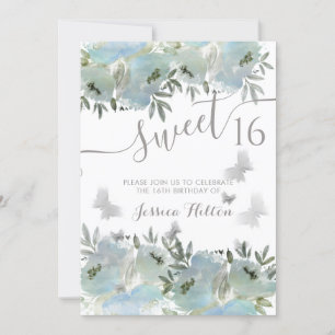 Butterfly floral garden sweet sixteen invitation