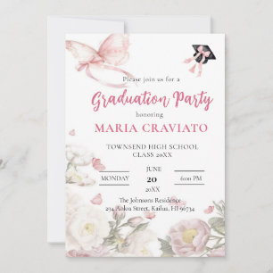 Butterfly & Floral Graduation Party Invitation