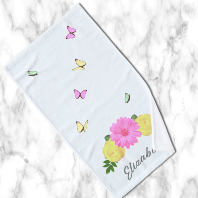 Butterfly Floral Hand Towel (Creator Uploaded)
