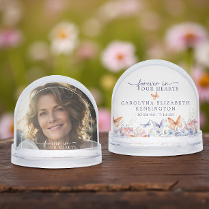 Butterfly Floral Memorial Photo Keepsake Snowglobe