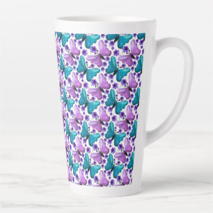 Butterfly Floral Pattern Aesthetic Cute Flowers Latte Mug