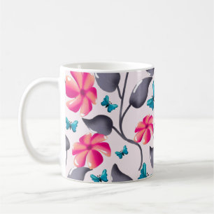 Butterfly floral Pattern Elegant Botanical Coffee Mug