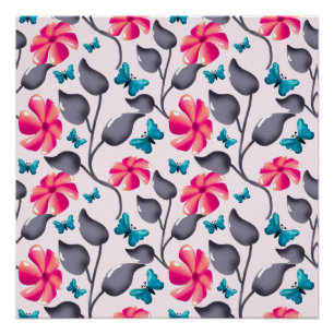 Butterfly floral Pattern Elegant Botanical Poster