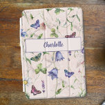 Butterfly Floral Pattern Pink Personalised iPad Mini Cover<br><div class="desc">A pretty watercolor floral design of wildflowers and butterflies in shades of purple,  pink and more,  on a soft pink background,  personalised with your name.</div>