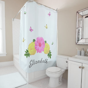 Butterfly Floral Shower Curtain