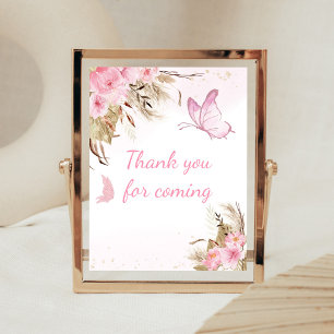 Butterfly Floral Shower Thank you for Coming Sign