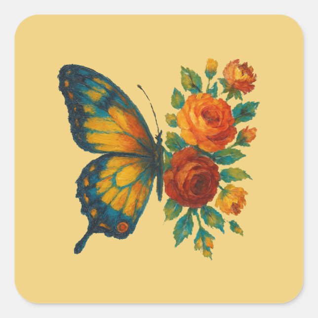 Butterfly Floral                                   Square Sticker (Front)