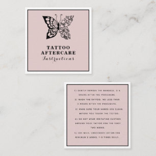 Butterfly Floral Tattoo Aftercare Instructions Square Business Card