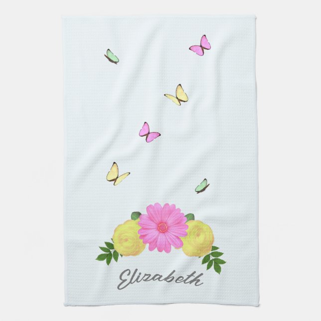 Butterfly Floral Tea Towel (Vertical)