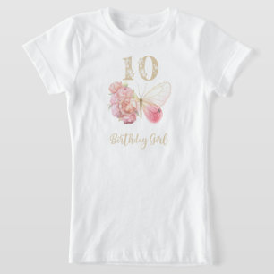 Butterfly floral theme 10th Birthday T-Shirt