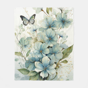 Butterfly & Floral Vine Fleece Blanket
