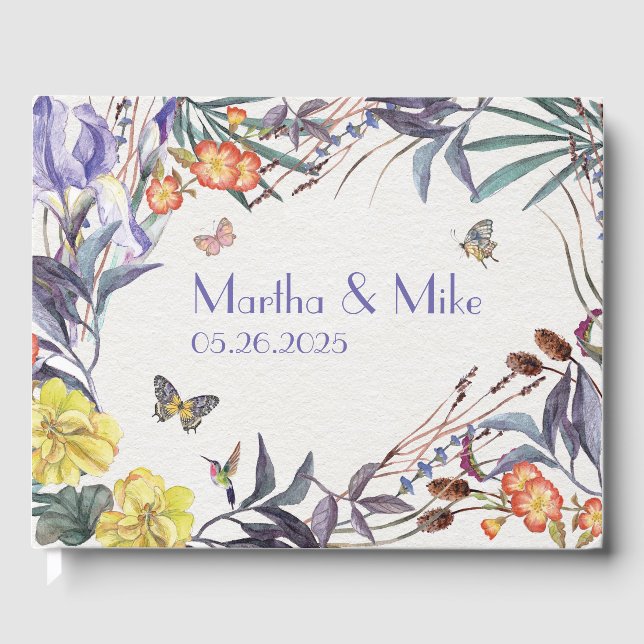 Butterfly Floral Wedding Guest Book (Front)