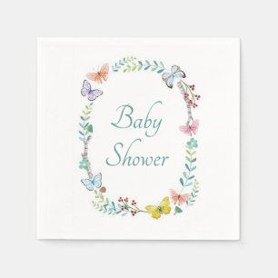 Butterfly floral wreath napkin