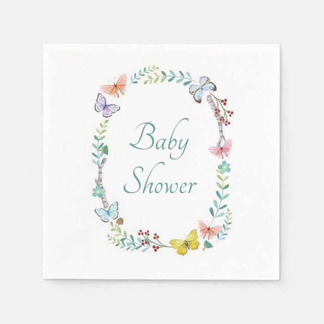 Butterfly floral wreath  napkin (Front)