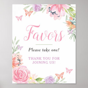 Butterfly Florals Party Favors Sign