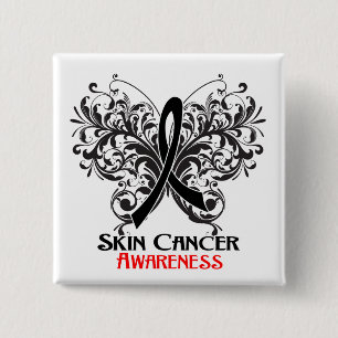 Butterfly Flourish Skin Cancer Awareness 15 Cm Square Badge