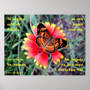 Butterfly Flower—2 Corintios 5:17 Poster